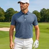 cheap Men's Golf Polo-Men's Sports Polo Shirts Golf Shirt Casual Sports Lapel Short Sleeve Fashion Basic Plain Textured Buttons Summer All Seasons Regular Fit Navy Blue Sports Polo Shirts