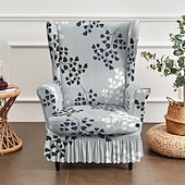 economico Rivestimento sedia wingback-Copripoltrona con schienale alto - copripoltrona in poliestere con stampa floreale/a righe/geometrica, elasticizzati, con fondo antiscivolo, adatti alla maggior parte delle poltrone