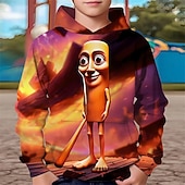 billiga Pojkens 3D Sporter &amp; Spel-Pojkar 3D Grafisk Huvtröja Långärmad Vår Höst Mode Streetwear Barn 4-12 år Huva Utomhus Ledigt Dagligen Normal