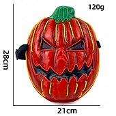 olcso Halloween kellékvilágítás-1 db 28 * 21 cm-es halloweeni led hidegfényű tökfej horror led világító maszk beltéri és kültéri csapattánc tökfej dekoratív kellék AA elemdoboz