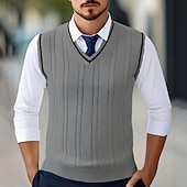 preiswerte Herren Pullover Weste-Herren Pullunder Kleid Pullover Pullover Weste Strickpullover Gerippt Zopfmuster Stricken Normale Oberteile Gestrickt Einfach V Ausschnitt Mode Lässig Urlaub Alltagskleidung Bekleidung Herbst Winter