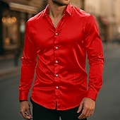 economico Camicie in raso da uomo-Per uomo Camicia Come la seta Camicia in raso Camicia elegante Camicia casual Camicia con Bottoni Semplice Matrimonio Abbigliamento casual alla moda Nero Bianco Giallo Rosa Manica Lunga Bavero