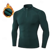 billiga Löpar-T-shirts och linnen-Herr Kompressionströja Fleece-underställ Träningstoppar Kvarts dragkedja Långärmad Överdelar Fritids- Solid färg Snabb tork Varm Gym Basket Träning Sportkläder Sportkläder Vinrött Svart Vit