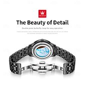 זול שעונים מכאניים-OLEVS גברים שעון מכני מינימליסטי אופנתי עסקים שעון יד אוטומטי נמתח לבד זורח לוח שנה שבוע תאריך פְּלָדָה שעון