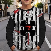 billiga Pojkes Halloween kostymer-Halloween Pojkar 3D Tecknat Rand T-shirt Långärmad Vår Höst Mode Grundläggande Barn 4-12 år Rund hals Utomhus Ledigt Dagligen Normal