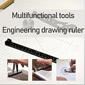 economico arte fai da te-set di compassi da disegno magnetici neri multifunzionali da 4 pezzi - ingegneria &amp;righelli da disegno per uso ufficio
