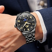 halpa Kvartsikellot-Uusi Olevs miesten business-kello, jossa on valoisa kalenterinäyttö, kvartsikello on muodikas, trendikäs ja rento sekä vedenpitävä miesten urheilukello.