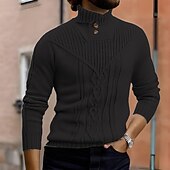 halpa miesten villapaita-Miesten Neulepusero Neulottu villapaita Joustin Neuloa Tavalliset topit Kudottu Tavallinen Poolokaulus Muoti Perus Loma Arki-asut Vaatetus Syksy Talvi Viini Musta S M L