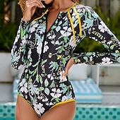 abordables Lycra de surf-Femmes Maillot de bain Maillot Anti UV Protection Solaire UV UPF50+ manche longue Maillot de Bain Zip Up Natation Surf imprimé Été Printemps Automne