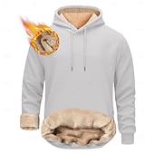 baratos Moletom com capuz de lã-Homens Moletom de lã Moletom com capuz de lã Sherpa Adamascado Preto Amarelo Vinho Azul Marinha Com Capuz Tecido Com Cordão Casual Diário Para Noite Poliéster Roupa de rua Casual Outono &amp; inverno