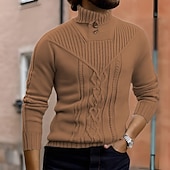 halpa miesten villapaita-Miesten Neulepusero Neulottu villapaita Joustin Neuloa Tavalliset topit Kudottu Tavallinen Poolokaulus Muoti Perus Loma Arki-asut Vaatetus Syksy Talvi Viini Musta S M L