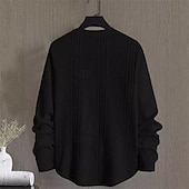 billiga Basic sweatshirts-Herr Tröja Vit Rund hals Slät Jacquard Dagligen Sport &amp; Utomhus Helgdag Polyester Streetwear Grundläggande Ledigt Vår Höst Kläder Pull Tröjor Långärmad