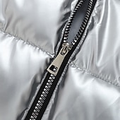 economico Gilet Puffer da Uomo-Per uomo Gilet imbottito Gilet Vacanza Quotidiano Data Moda Casual Autunno &amp; Inverno Tasca Nylon Caldo Confortevole Tinta unica Cerniera Con Cappuccio Vestibilità regolare Argento Nero Rosso Argento