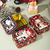 voordelige Verzamelbare Figuren-Kerstkoekjesblikken met deksels om cadeau te geven, kerstblikken, mini metalen doos met deksel, vakantie snoep, koekjesopslag, geschenkverpakking, feestelijke feestgunst, lege container