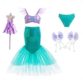 preiswerte Halloweenkostüme für Mädchen-Mädchenkleid Meerjungfrau ärmellos Performance Halloweenkleid Cosplay Kostüm süß Polyester Sommer 4-7 Jahre mehrfarbig blau lila Performance Party Halloween einfache Halloweenkostüme verkleiden