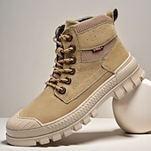 abordables Bottes de travail-Bottines de randonnée kaki pour homme avec semelle extérieure en caoutchouc épais – chaussures d&#039;extérieur respirantes et durables pour l&#039;alpinisme, le travail et les voyages d&#039;aventure