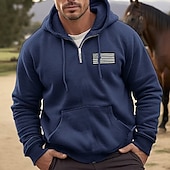 economico felpe con cappuccio da uomo di base-Per uomo Felpa con cappuccio Felpa con cappuccio e zip corta Blu marino Arancione Cachi Grigio chiaro Con Cappuccio Semplice Patchwork Sport &amp; Outdoor Casuale Quotidiano Streetwear Cool Abbigliamento