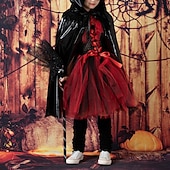 levne Dívčí halloweenské kostýmy-Děti Dívčí předvečer Všech svatých Pláštěnka Pevná barva Módní Venkovní Kabát Svrchní oděvy 4-12 let Podzim Černá Světlá růžová Rubínově červená