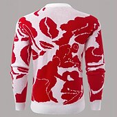 お買い得  メンズプリントセーター-男性用 カラーブロック プルオーバーセーター ニット クルーネック カジュアル バケーション 日常 3Dプリント 保温 長袖 春 秋 冬 ルビーレッド ブラウン