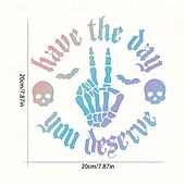 abordables Autocollants pour Voiture-Autocollant en vinyle pour voiture, motif crâne effrayant et chauve-souris, autocollant en verre durable sur le thème de l&#039;horreur, disponible en blanc/rose/noir, décoration d&#039;Halloween unique pour