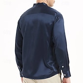 economico Camicie in raso da uomo-Per uomo Camicia Camicia con colletto alla coreana Come la seta Camicia in raso Camicia elegante Semplice Formale Matrimonio Nero Bianco Blu Grigio Manica Lunga Colletto Primavera &amp; Autunno Tutte le