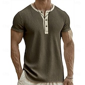 levne Ležérní tričko Henley-Pánské Tričko Henley Trička Tričko Top Krátký rukáv Henley Léto Podzim Retro Módní Designové Nostalgický Móda Retro Dovolená ulice Jdeme ven Černá Bílá Světlá růžová Top tričko pro muže