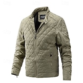 billiga Herrdunjackor och -parkas-Herr Vinterkappa Quiltad jacka Anorak Ficka Polyester Semester Dagliga kläder Datum Normal Mode Ledigt Bekväm Håller värmen Vinter Enfärgad / vanlig färg Svart Kaki Armégrön Mörkblå Pufferjacka