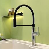 abordables Robinets de cuisine-Robinet de cuisine - Poignée unique à un trou Électroplaqué / Finitions peintes Extractible / Rétractable / Bec Standard / Arc haut / haut Ensemble central Moderne Contemporain Kitchen Taps