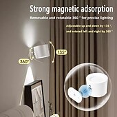 abordables Spots-Applique murale magnétique à LED, veilleuse, 1 pièce, 3 températures de couleur &amp;Lampe murale sans fil à intensité variable et rotation à 360° avec télécommande pour chambre à coucher, lecture,