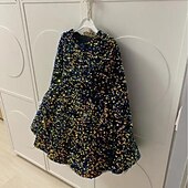 preiswerte Halloweenkostüme für Mädchen-Kinder Mädchen Partykleid Einfarbig Langarm Leistung Netz Prinzessin Süß Netzstoff Knöchellang Etui-Kleid Tüllkleid Sommer Frühling Herbst Kinder Schwarz Weiß Wein