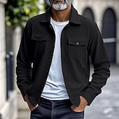 preiswerte Lässige Jacken-Herren Leichte Jacke Cordjacke Freizeitjacke Urlaub Täglich Atmungsaktiv Tasche Frühling Herbst Einfach Mode Klassisch Revers Regulär Schwarz Braun Hellgrau Armeegrün Aprikose Jacken