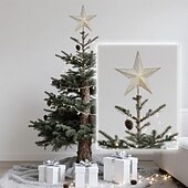 baratos Topo de Árvore-Topo de árvore de Natal estrelado, topo de árvore de gengibre, topo de árvore de resina de 5 pontas, estrela com temporizador automático, serve para todos os tamanhos de árvores, presente elegante para decoração de casa, feriado, mágica e festa