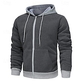 abordables Sudadera con capucha de vellón-Hombre Sudadera Sudadera con capucha y cremallera completa Sudadera con cremallera Sudadera con capucha de lana Negro Rojo Verde Trébol Gris Con Capucha Plano Retazos Bloque de Color Deporte Casual