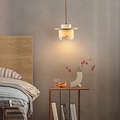 お買い得  シリンダーデザイン-芸術的な大理石の球体ペンダントライト、木製の温白色ライト、E29調節可能なチェーン