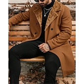 billiga Trenchcoat för män-Herr Fleece-jacka Peacoat Trenchcoat Semester Dagligen Höst Vinter Polyester Håller värmen Ytterkläder Kläder Mode Klassisk Slät Ficka Kavajslag Dubbelknäppt