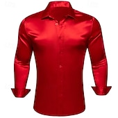 economico Camicie in raso da uomo-Per uomo Camicia Come la seta Camicia in raso Camicia elegante Camicia casual Camicia con Bottoni Semplice Formale Matrimonio Nero Bianco Giallo Rosso Manica Lunga Bavero Primavera &amp; Autunno Tutte le