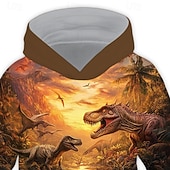 billiga Pojkens 3D-djur-Pojkar 3D Dinosaurie Huvtröja Långärmad Vår Höst Mode Streetwear Barn 4-12 år Huva Utomhus Ledigt Dagligen Normal