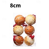 levne Ozdoby-6 ks vánočních koulí, ozdob na stromeček, 8 cm/3,15 palce vánoční dekorace, sada pro zavěšení s malovaným perníkem z pěny