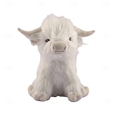 رخيصةأون التماثيل-لعبة محاكاة بقرة المرتفعات المحشوة الناعمة لعبة حيوانية واقعية بقرة المرتفعات كاواي هدية للأطفال للأولاد والبنات هدية عيد ميلاد