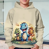 billiga Pojkens 3D-djur-Pojkar 3D Dinosaurie Huvtröja Långärmad Vår Höst Mode Streetwear Barn 4-12 år Huva Utomhus Ledigt Dagligen Normal