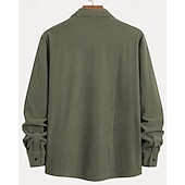 cheap Men's Shirt Jacket-Men's Corduroy Shirt Shirt Jacket Winter Jacket Plain Vacation Daily Wear Army Green Beige Long Sleeve Lapel Spring Fall Clothing Apparel Pocket