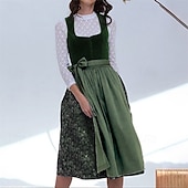 economico Abiti Dirndl-Birra Oktoberfest Oktoberfest Vestito Dirndl Abiti tradizionali Lunghezza Midi Cameriera Bavarese Tedesco Prati Per donna Carnevale Feste Festa della birra Panno in stile tradizionale Senza camicetta