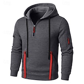 economico Felpa Tattica-Per uomo Felpa con cappuccio Felpa con cappuccio e zip corta Felpa con cappuccio in pile Felpa con cappuccio tattica Nero Borgogna Blu marino Blu Grigio Con Cappuccio Semplice Cerniera Sport