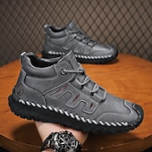 cheap Ankle Boots-Men&#039;s Coffee Brown Leather Sneakers with Contrast Stitching and Cushioned Sole – Comfortable Casual Shoes for Outdoor Adventures and City Fashion