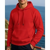 abordables Sudadera &amp; Sweatshirt-Hombre Sudadera informal Sudadera con capucha Con bolsillos Manga Larga Camiseta Ropa Deportiva Otoño Color sólido Moda Al Aire Libre Viaje Corriendo Ropa de deporte Ropa de Deporte Negro Amarillo