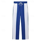cheap Straight Leg-Men's Sweatpants Trousers Drawstring Elastic Waist Color Block Full Length Outdoor Vacation Casual Vacation Fashion Blue 1# Black Stretchy
