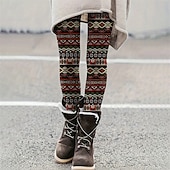 economico -Per donna Pantaloni Leggings Casual Boho Lunghezza intera Vita Alta Geometrico Elastico in vita Stampato Traspirabilità Confortevole Elasticizzato Vacanza Streetwear Abbigliamento quotidiano Rosso