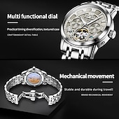 levne Mechanické hodinky-OLEVS Muži mechanické hodinky kreativita Sportovní Módní Hodinky na běžné nošení Automatické natahování Svítící Věčný kalendář Kalendář Ocel Hodinky