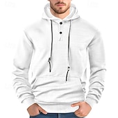 abordables Sudadera con capucha de vellón-Hombre Sudadera Sudadera Con Capucha Sudadera con capucha de lana Sudadera con capucha forrada de polar Negro Blanco Amarillo Azul Marino Café Con Capucha Plano Con Texturas Deporte Casual Diario