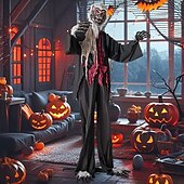 levne Halloween-Halloweenská animatronika, zvukem aktivovaný vlkodlak se zářícíma očima a děsivými zvuky, obří animovaná venkovní halloweenská dekorace, pánský doplněk